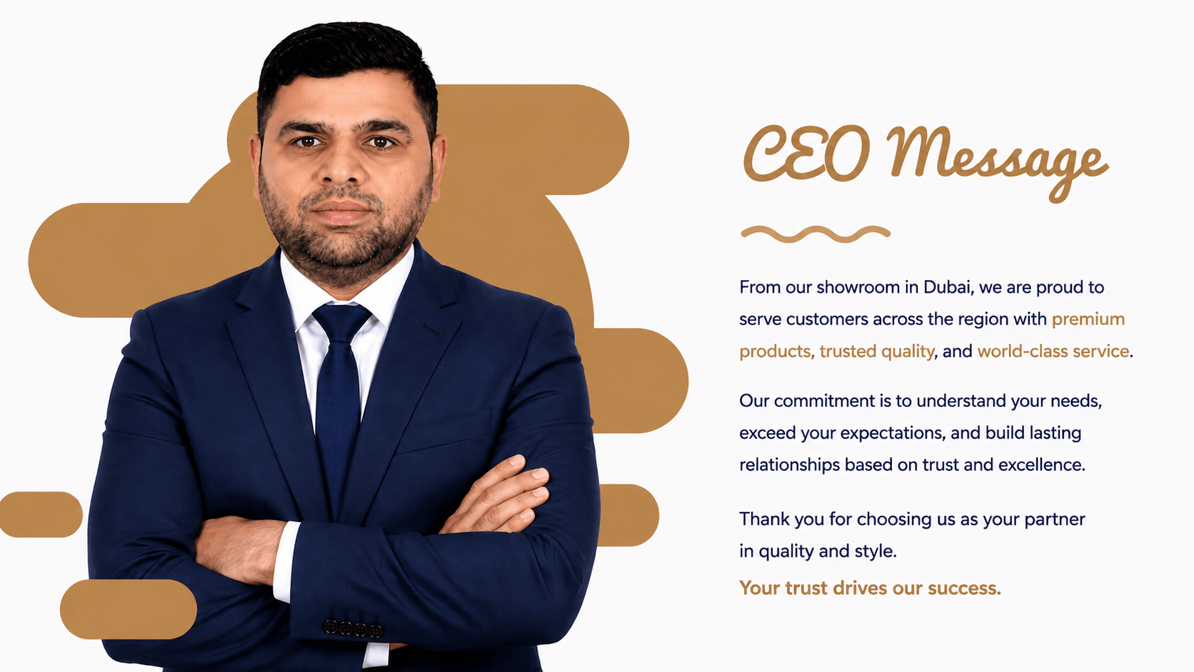 Al-Abbas Motors CEO Message - Quality, Trust, and Service